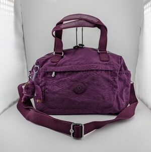 Kipling purple satchel with monkey